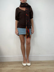vintage edit twelve | brown and orange knitted scarf