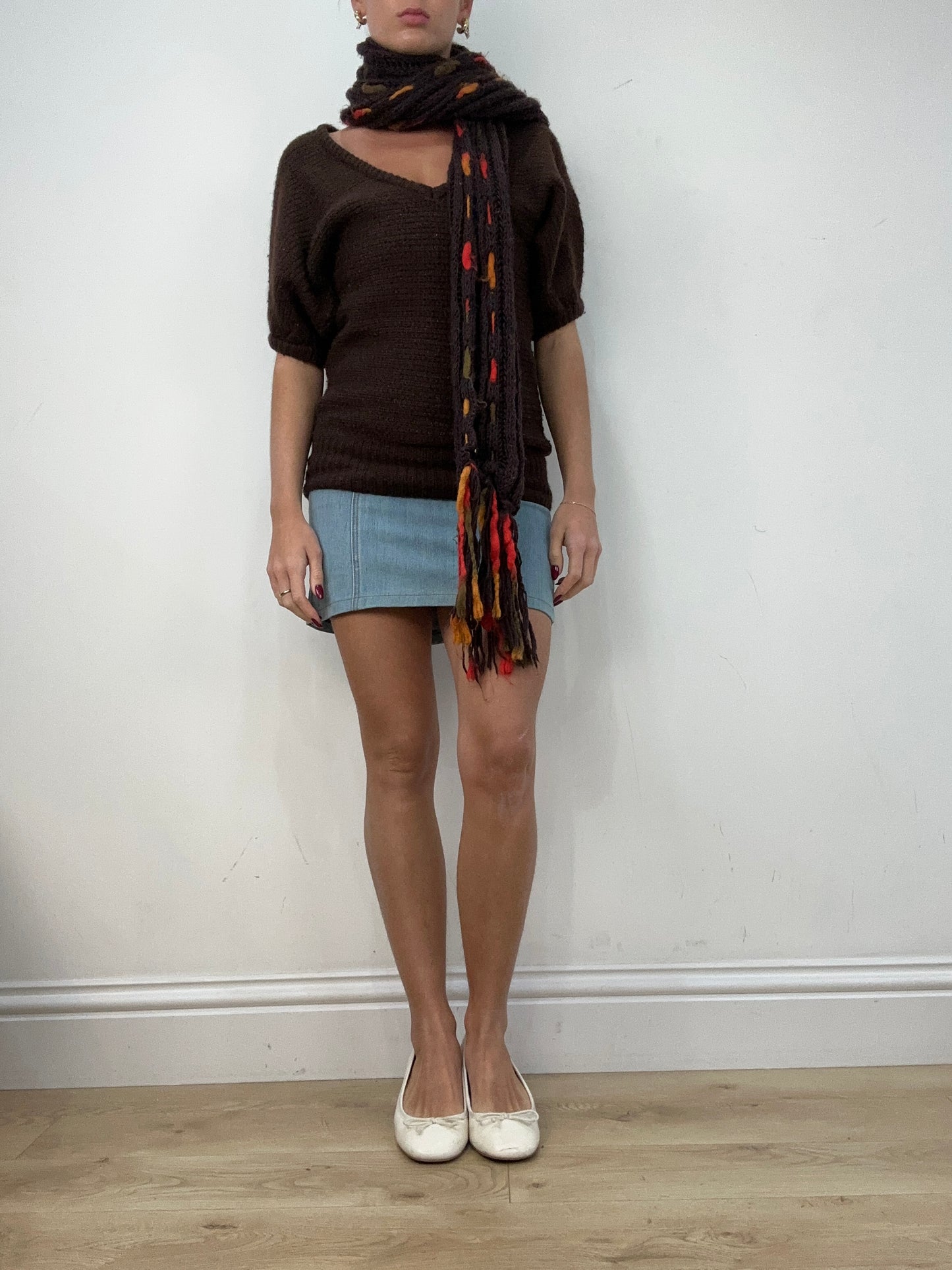 vintage edit twelve | brown and orange knitted scarf