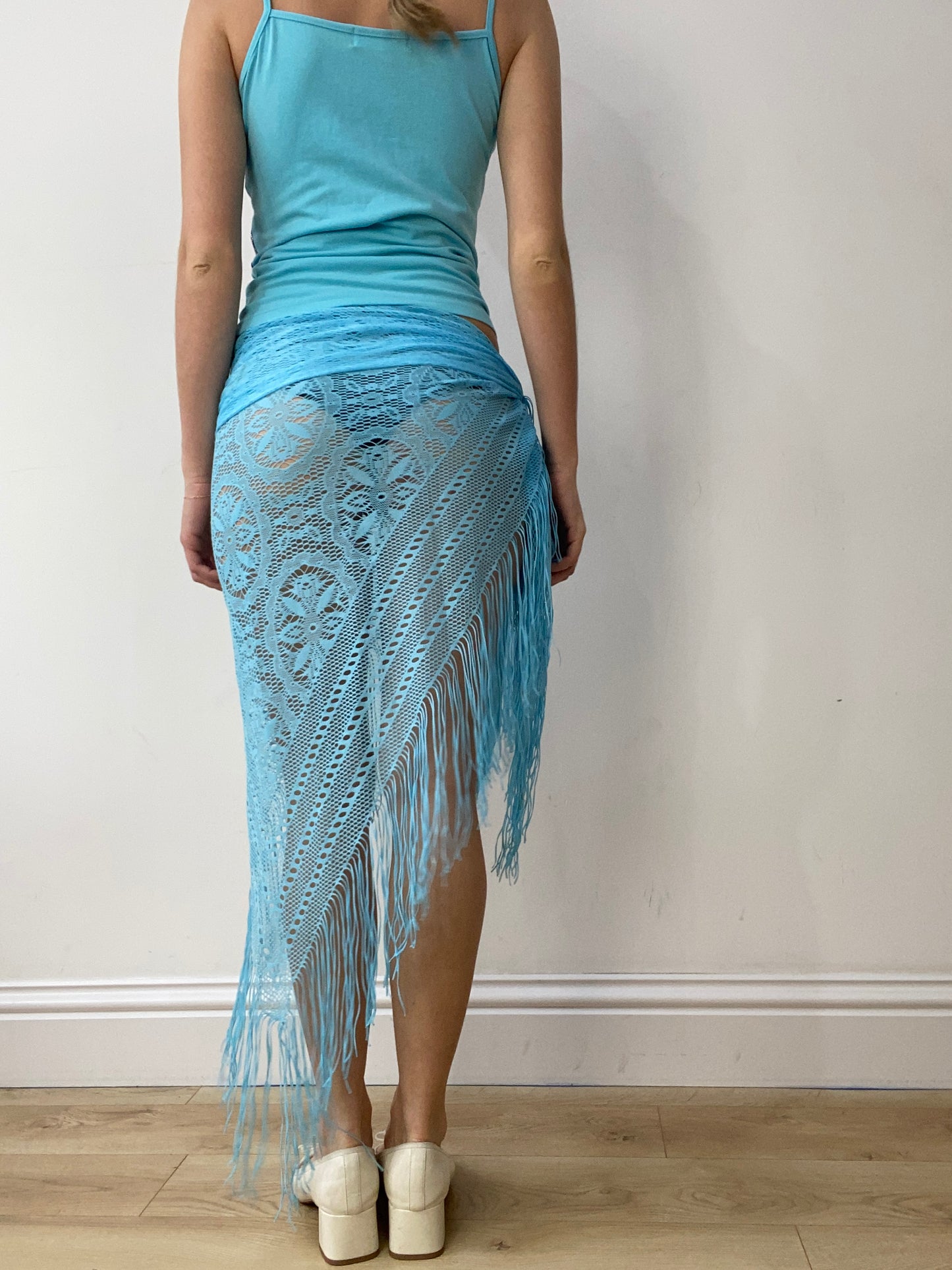vintage edit thirty | baby blue beach style wrap skirt