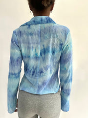 ‼️ | S码 蓝色 系扣 tie dye 风格 长袖 衬衫