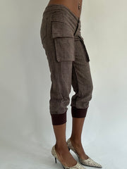 ‼️ | dark brown tweed style capri