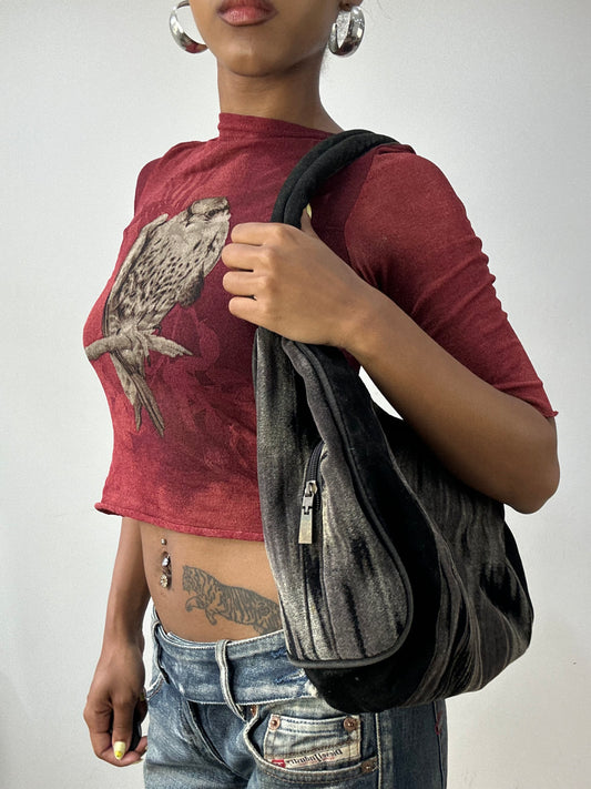 vintage edit thirty-two | grey and black striped shoulder bag