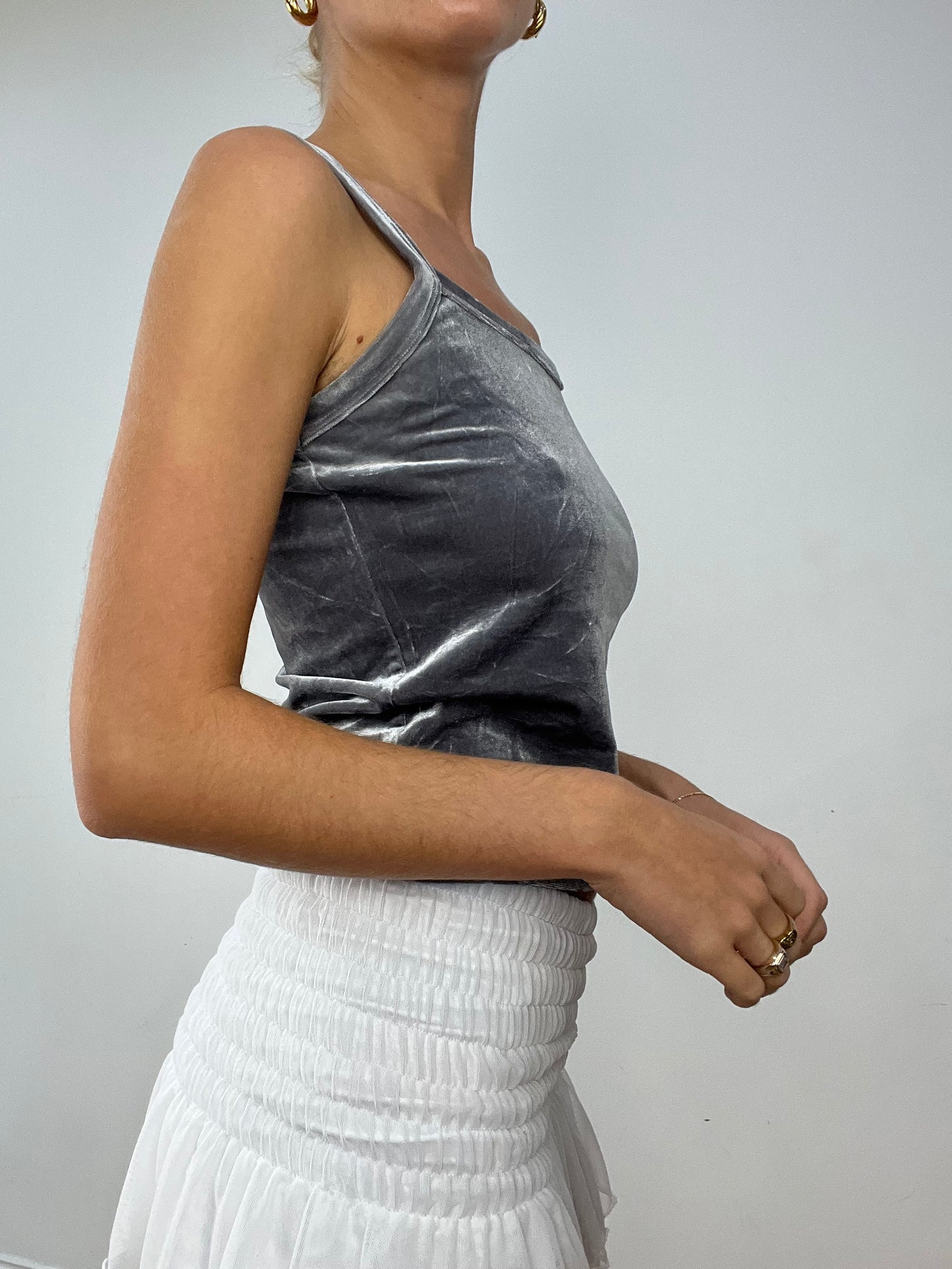 BALLETCORE | small grey velour cami top