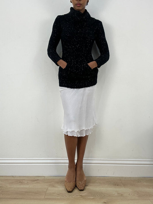 vintage edit: office siren | small black glittery knit turtleneck jumper