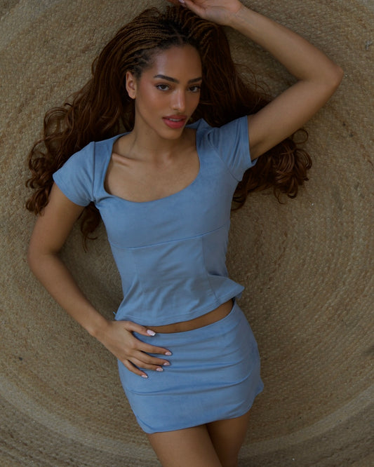 the solene skirt in baby blue
