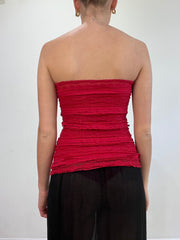 vintage edit: wedding guest | small red bandeau top with lace panel detail