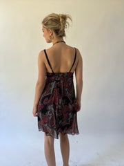 back to school drop | small red and black patterned dress