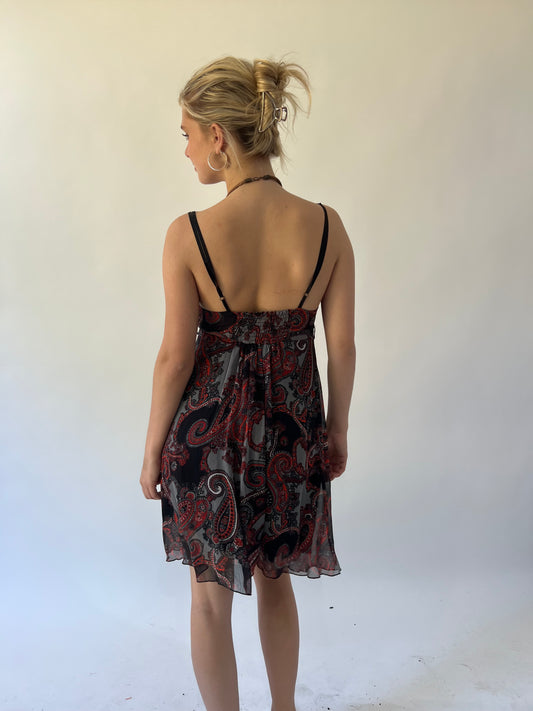 back to school drop | small red and black patterned dress