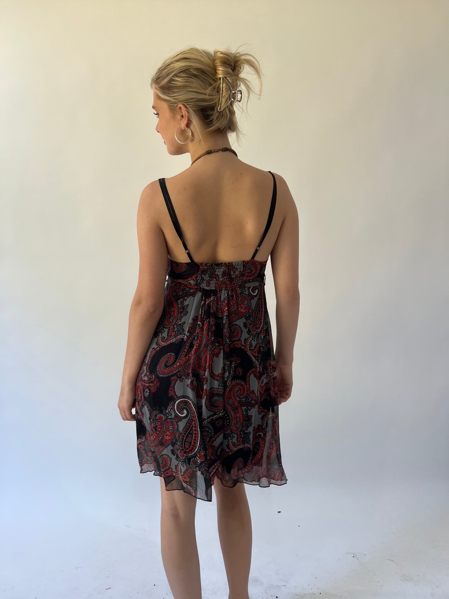 back to school drop | small red and black patterned dress