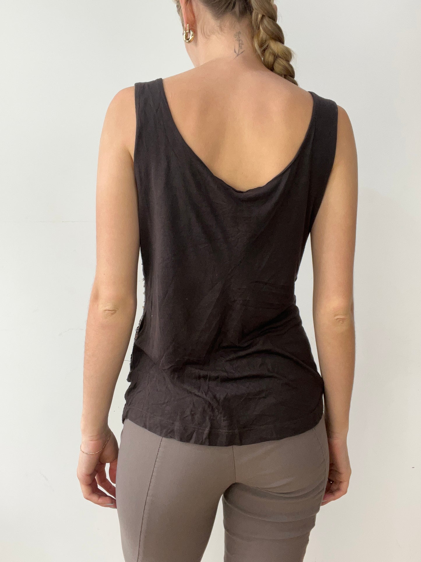 vintage edit thirty | large brown old label zara cami with sequin detail