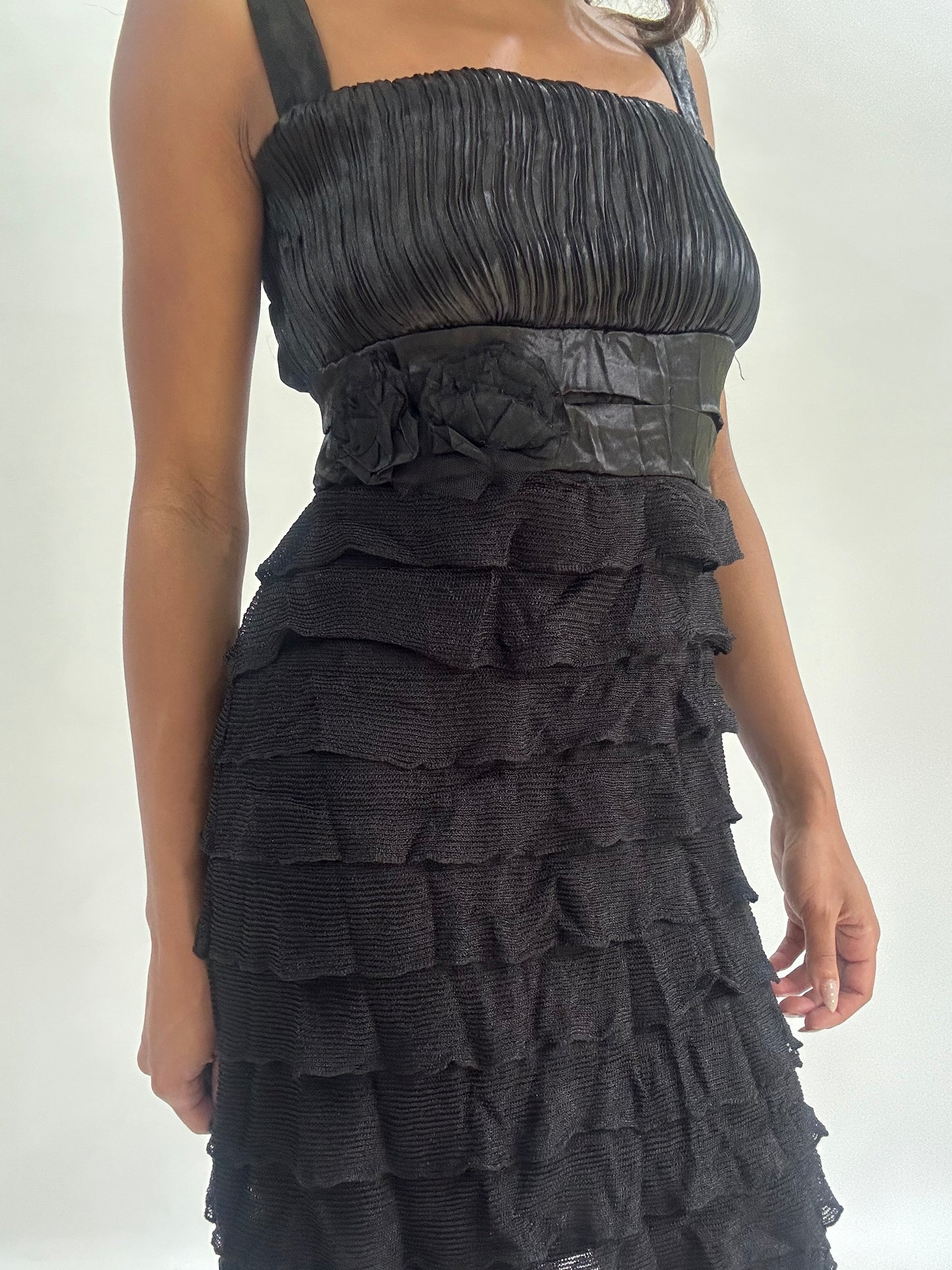 wedding guest drop | small black pleated mini dress