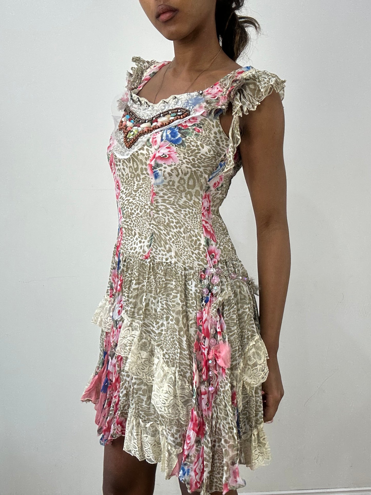 BEST PICKS | small khaki midi dress with mixed print detail