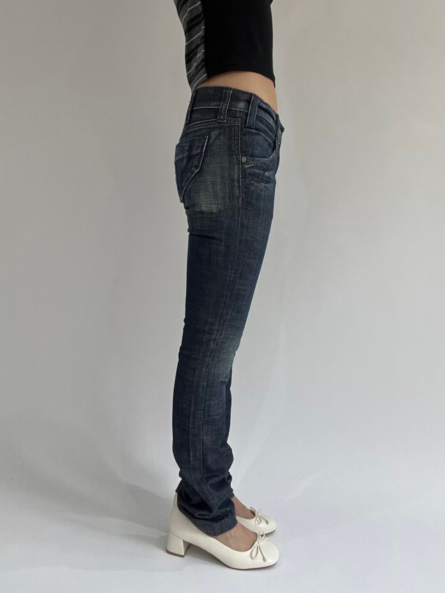 ‼️ | small dark blue sequin detail fitted jeans