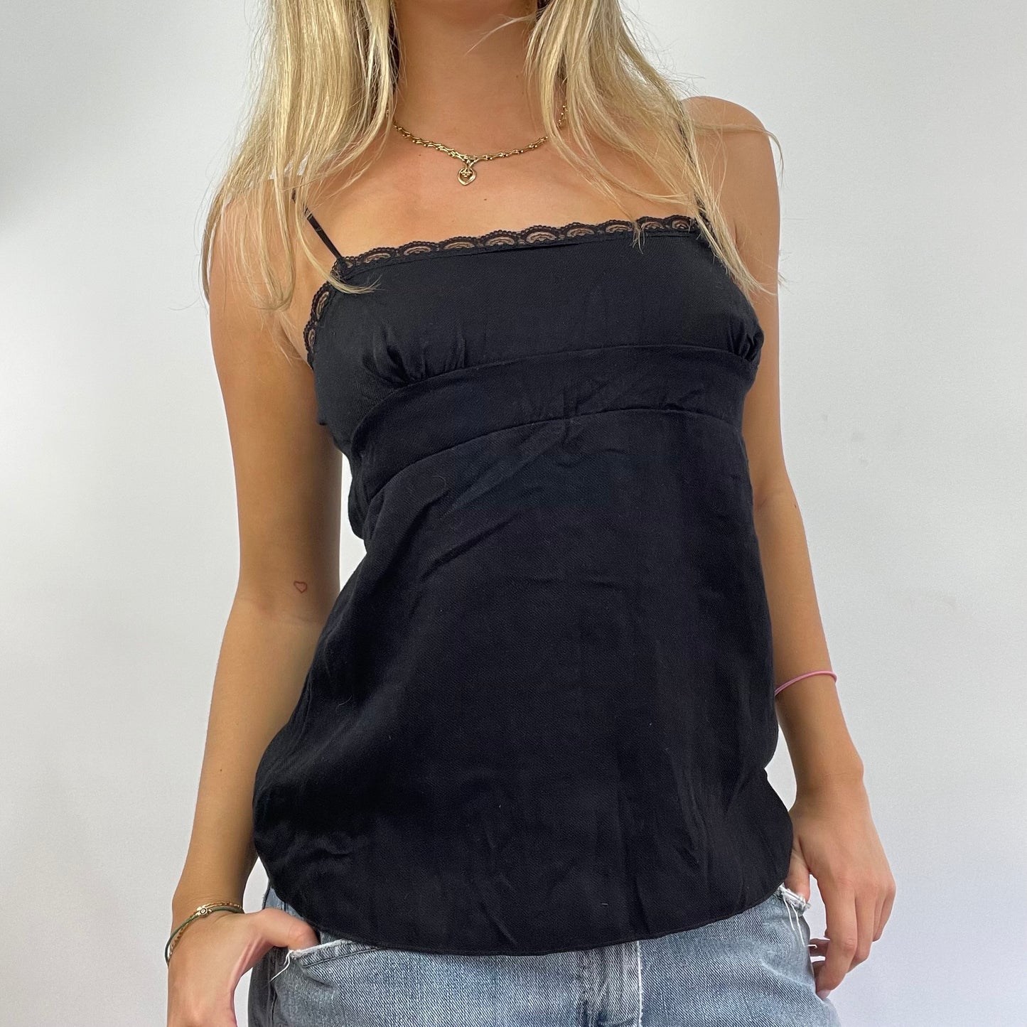 GRUNGE COQUETTE DROP | large black top with lace trim