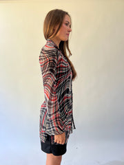 back to school drop | medium/small black and red plaid sheer dress