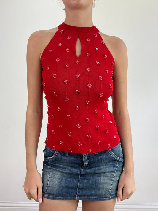BEST PICKS | medium red beaded high neck top