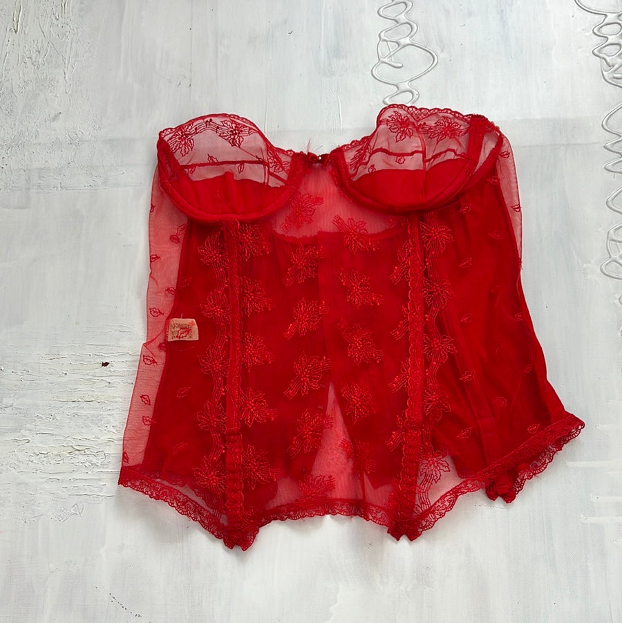 💚 TAYLOR SWIFT DROP | large red lace strapless sheer corset