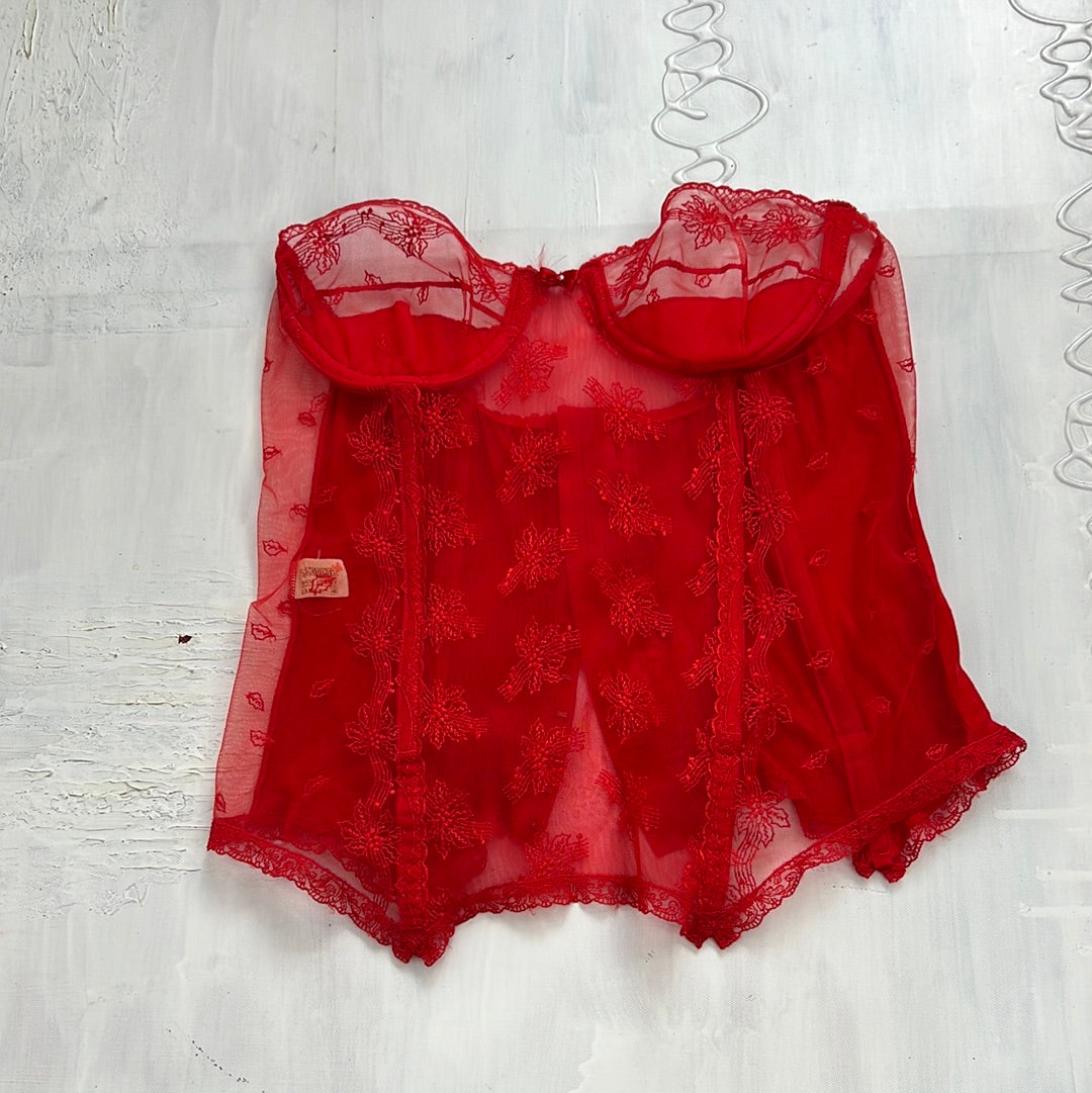 💚 TAYLOR SWIFT DROP | large red lace strapless sheer corset
