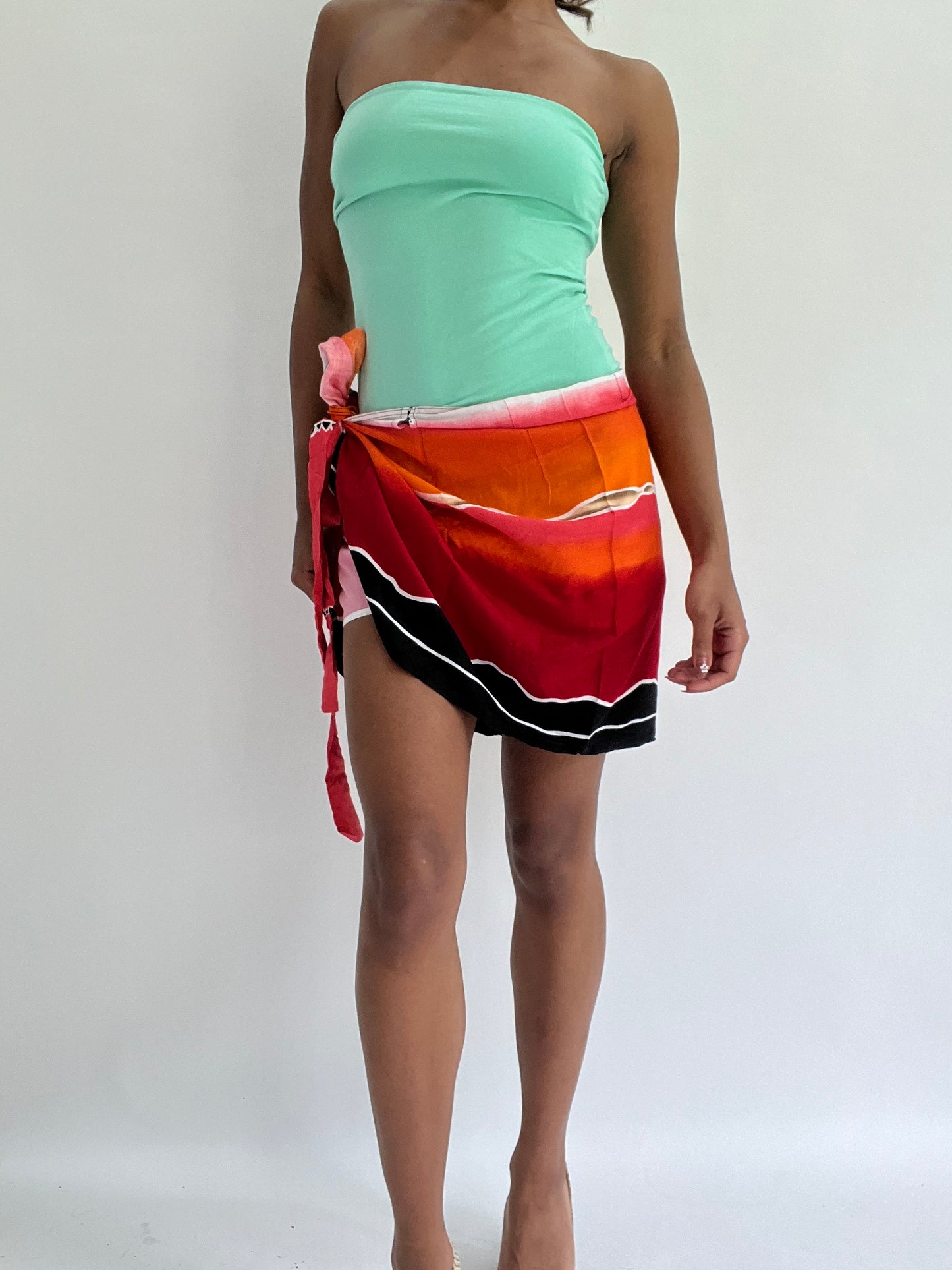 zara larsson drop | one size red and orange beach coverup skirt