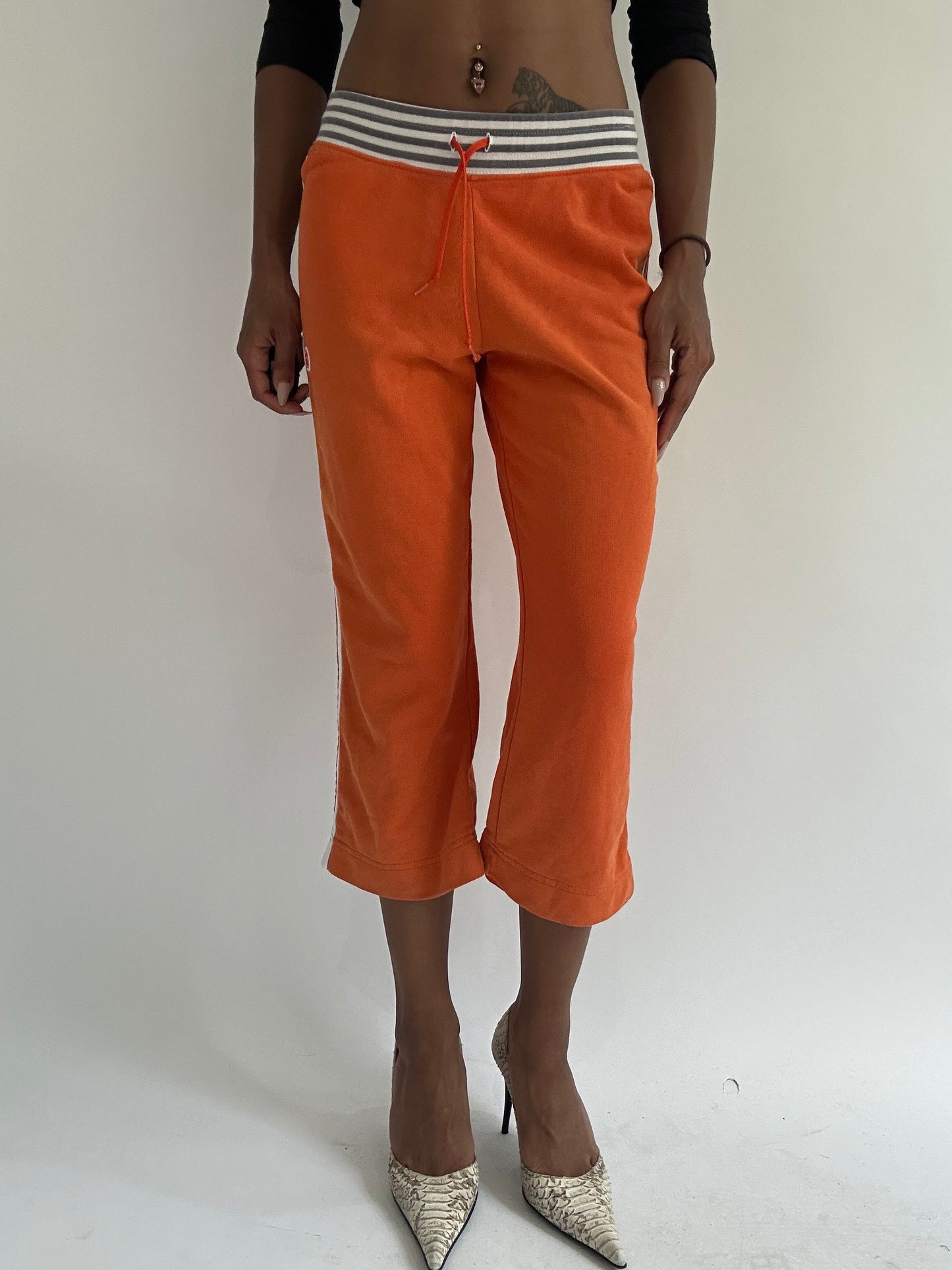 euro trash | small orange nike striped waist capri trousers