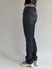 ‼️ | small dark blue sequin detail fitted jeans
