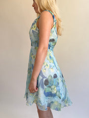Y2K| medium/large blue floral midi dress