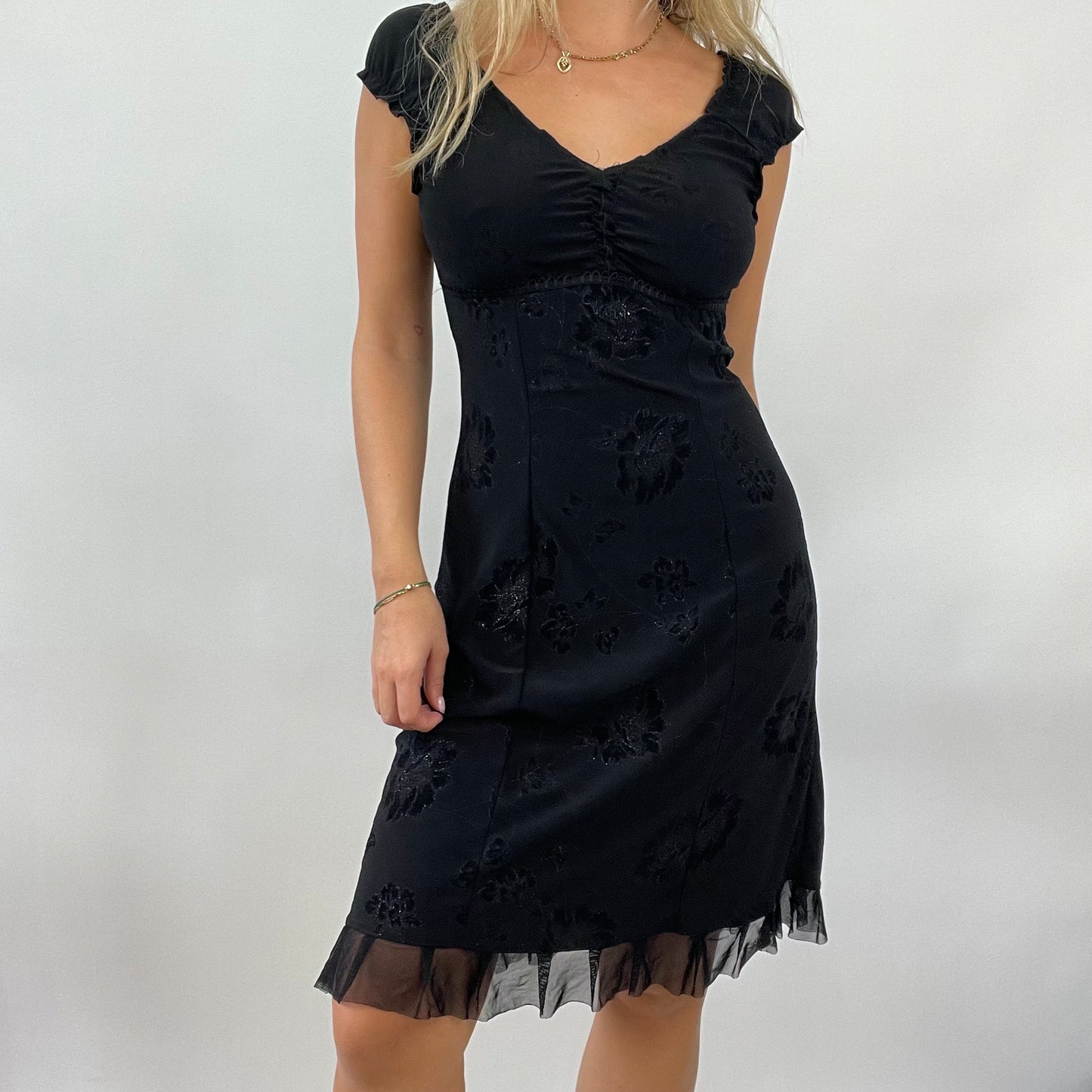 GRUNGE COQUETTE DROP | small black floral sparkly dress