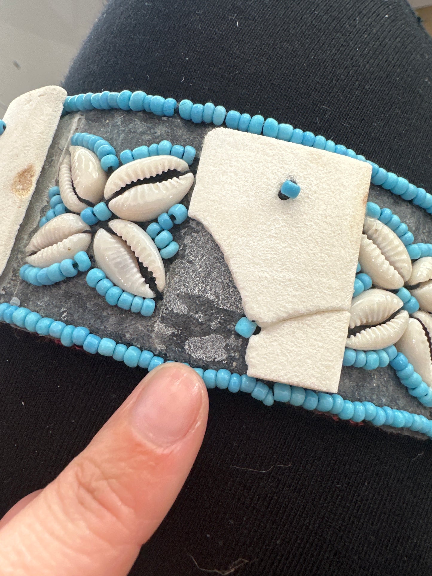 sailor drop | blue and white shell belt