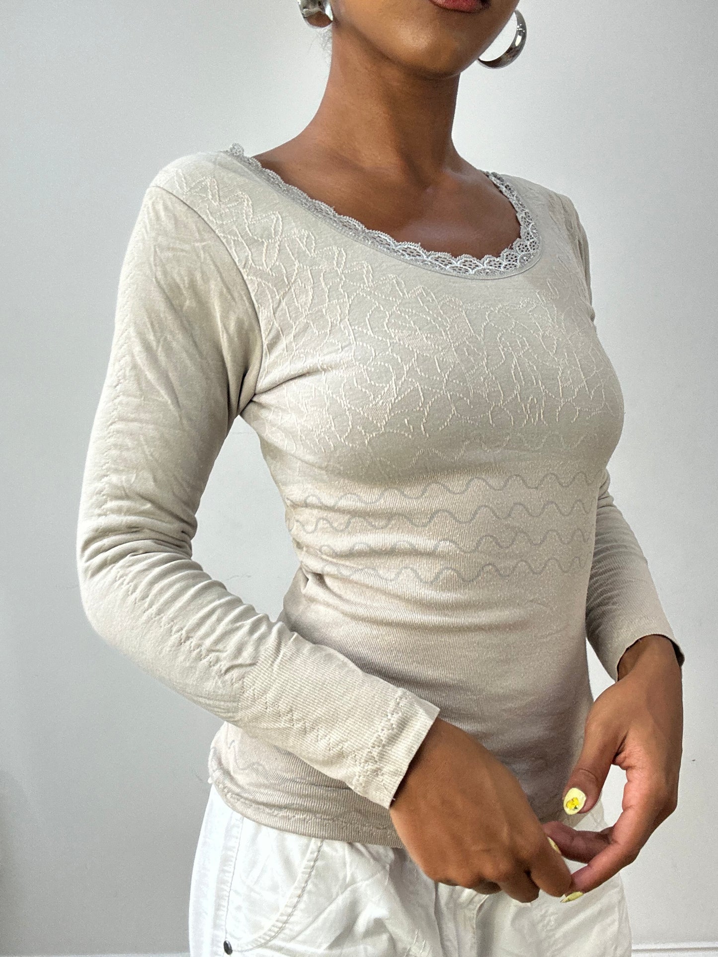 vintage edit thirty-two | extra small grey fleece lined long sleeve top
