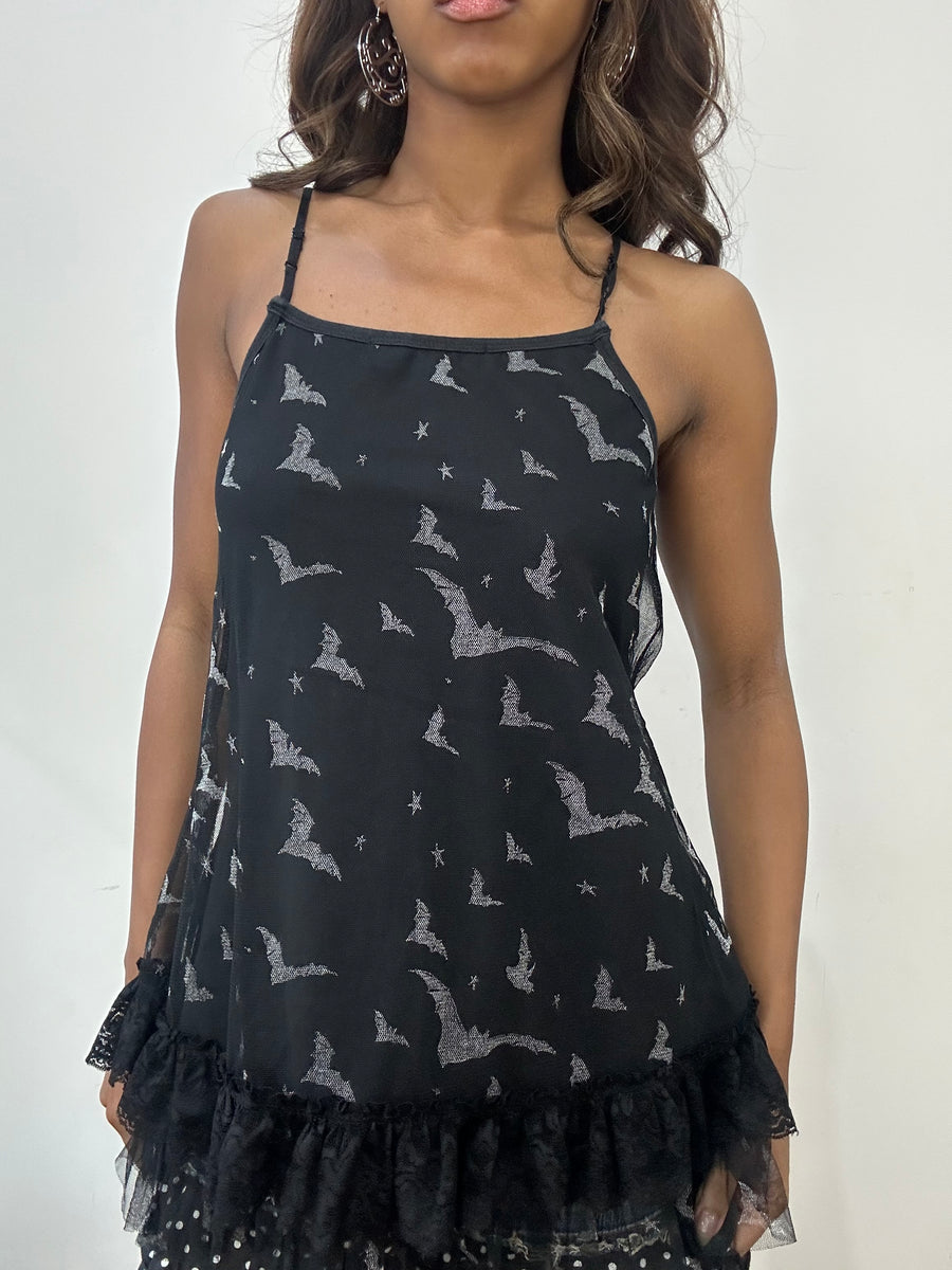 vintage edit: fashion week | small black mesh overlay cami top