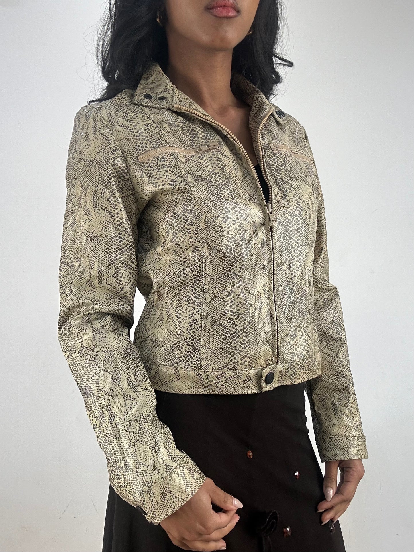 vintage edit fifteen | small beige faux snakeskin jacket