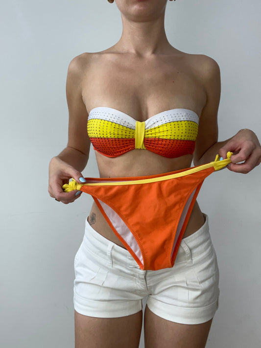 vintage edit thirty | small orange and yellow bandeau bikini set