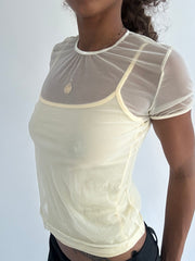 ‼️ | cream mesh layered top
