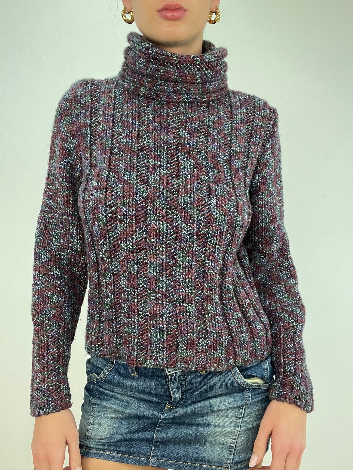 vintage edit ten | small purple knitted roll neck jumper