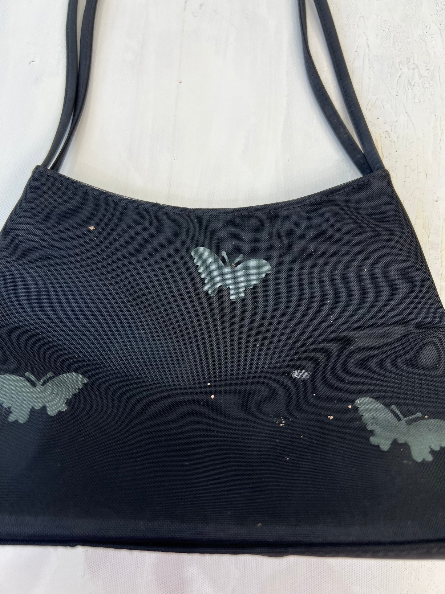 summer edit | black mesh shoulder bag with butterfly print