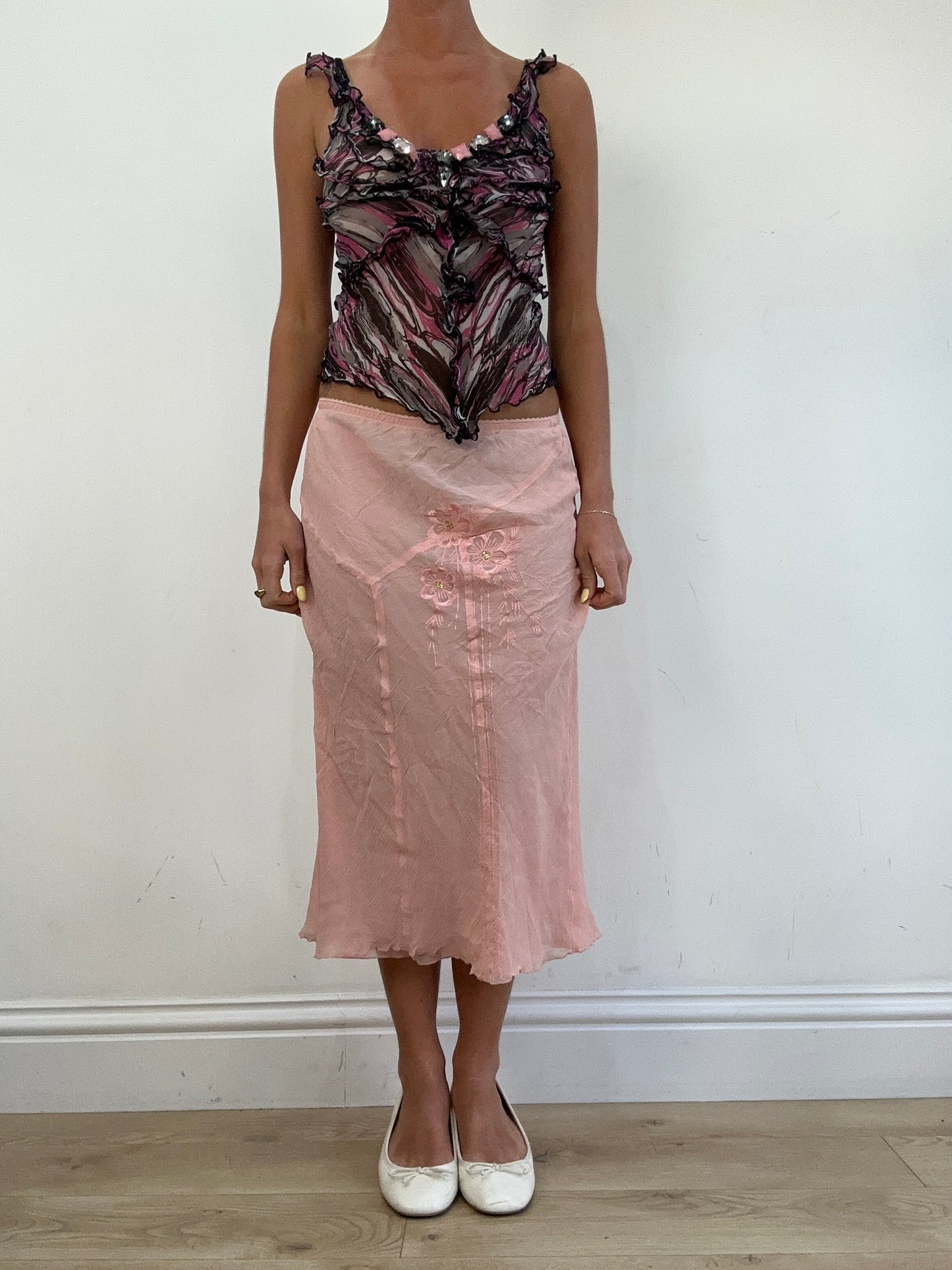 vintage edit eleven | small pink and black swirl print cami