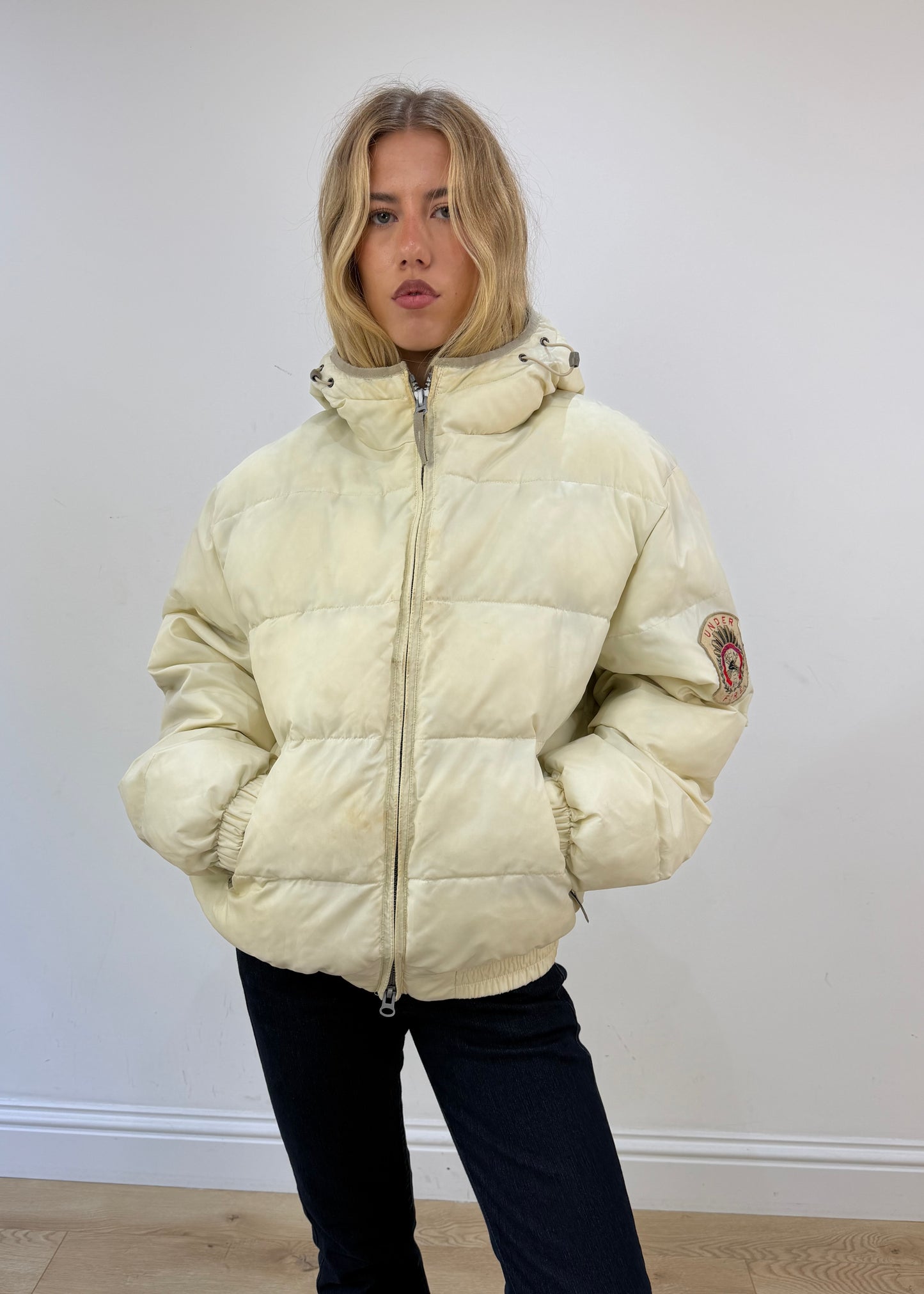 large cream puffer coat
