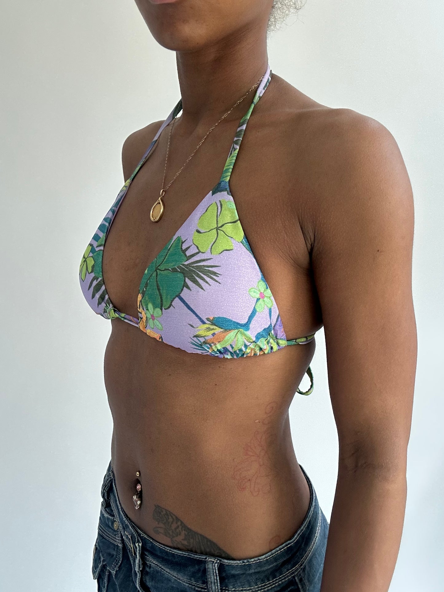 summermaxxing drop | small purple floral bikini top