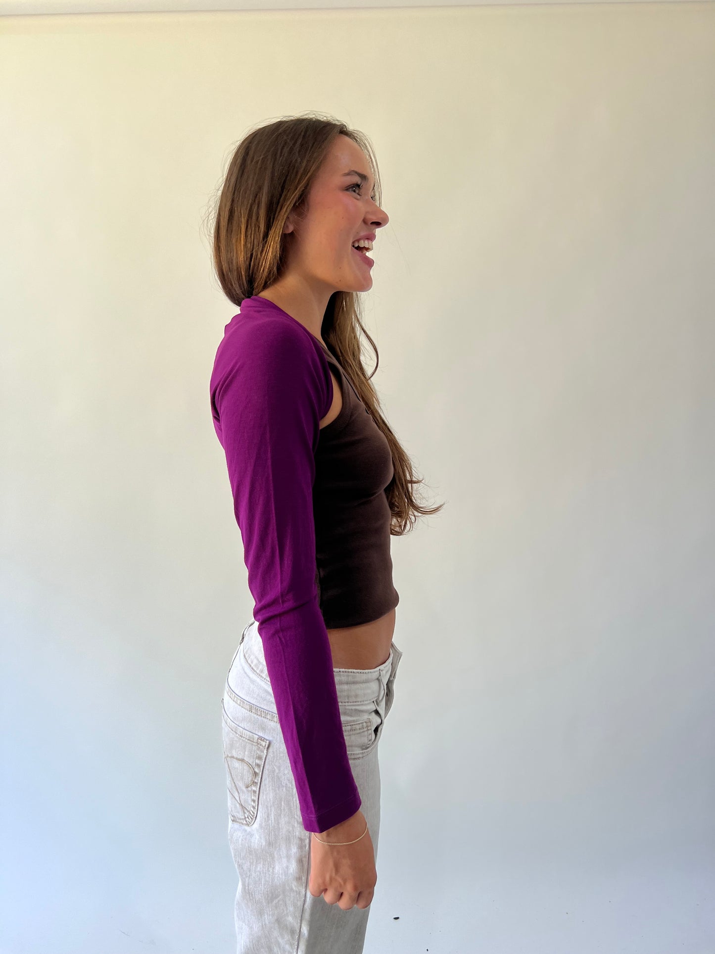 back to school drop | small purple cropped bolero cardigan