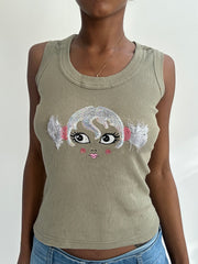 summermaxxing drop | small khaki tank top with sequin detail