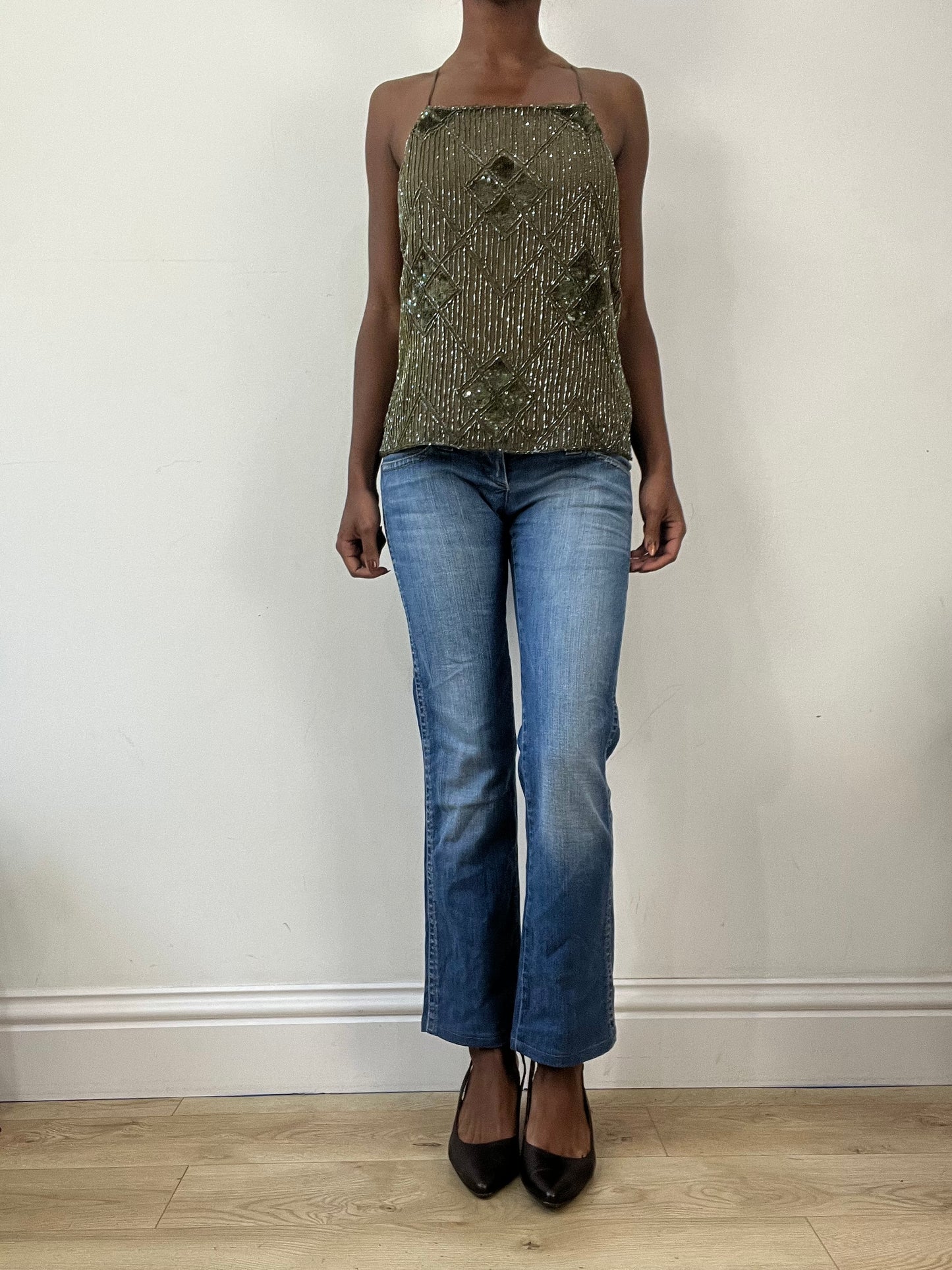 BEST PICKS | small green massimo dutti beaded top