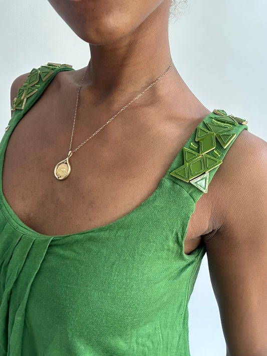 summermaxxing drop | small green miss sixty draped top