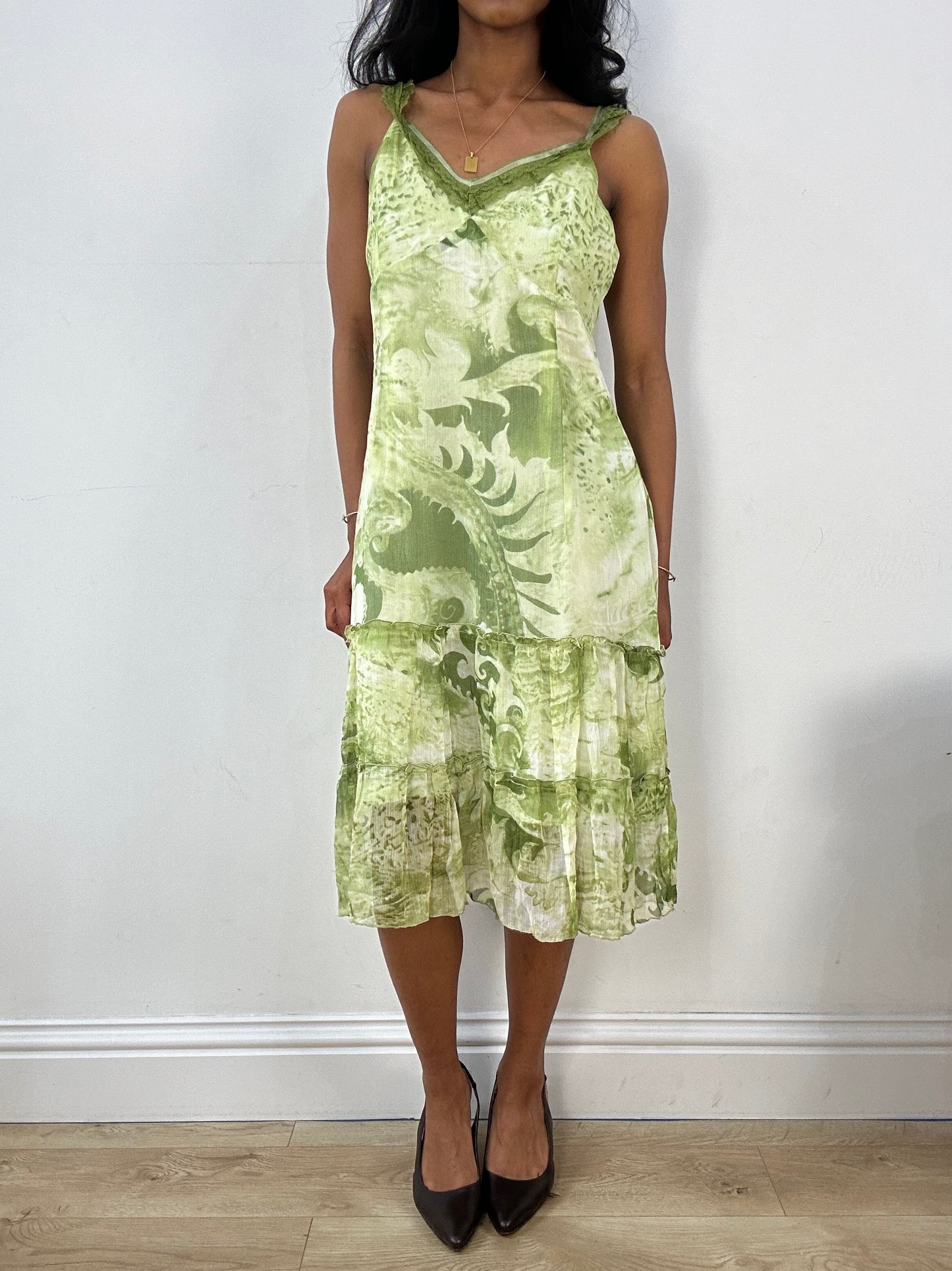 BEST PICKS | large green and white patterned midi dress