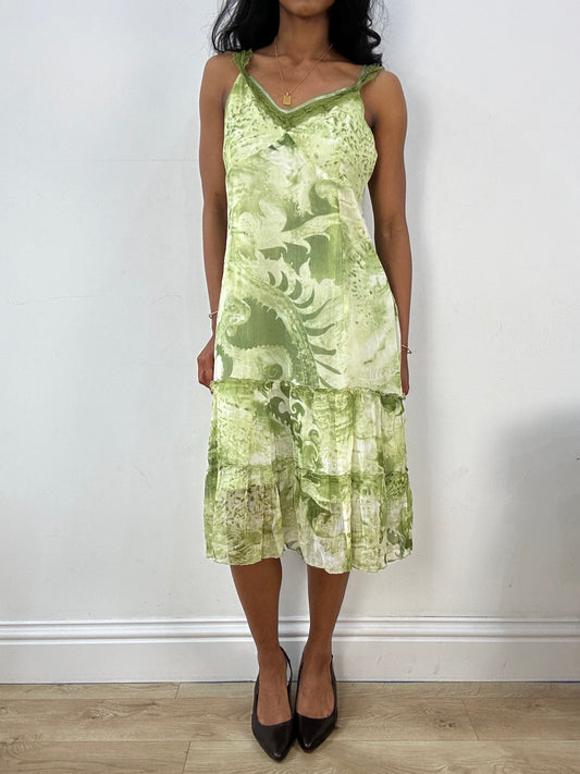 BEST PICKS | large green and white patterned midi dress