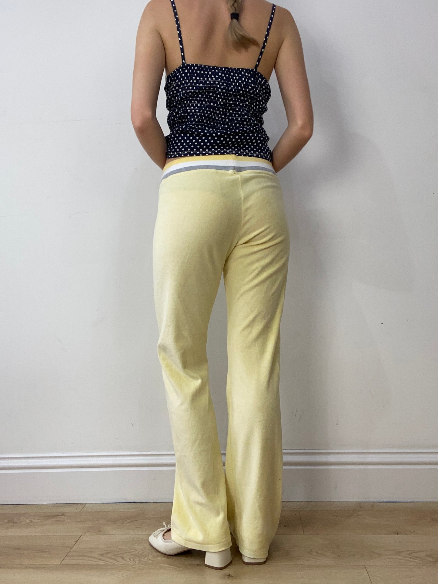 vintage edit thirty | small yellow velour style tracksuit bottoms
