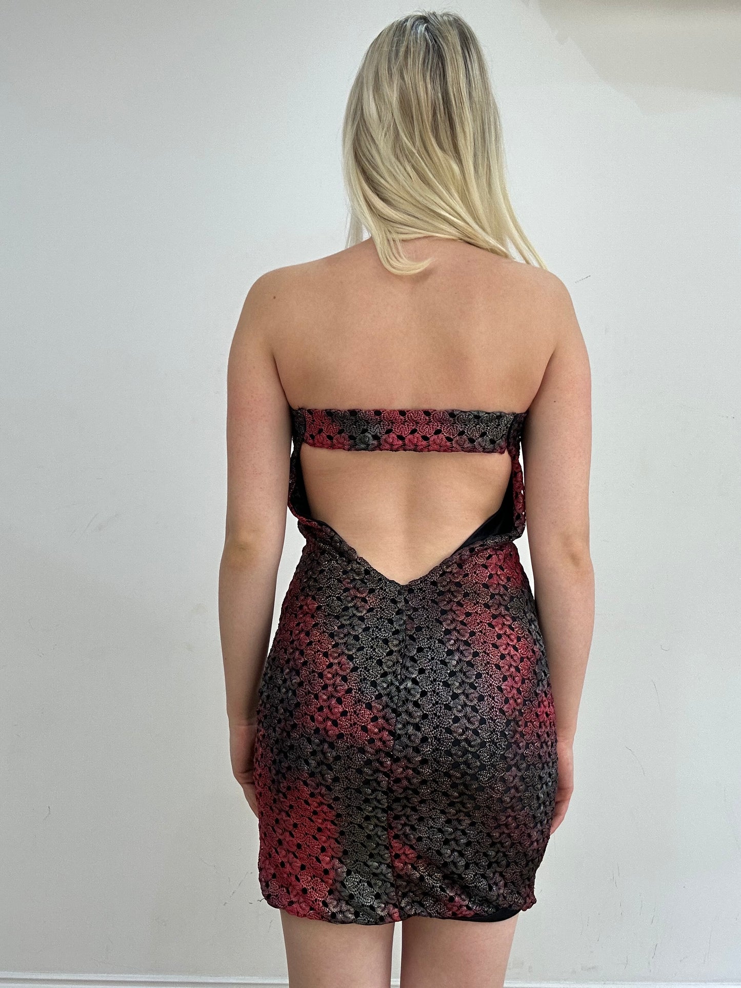 ‼️ | red and black strapless mini dress