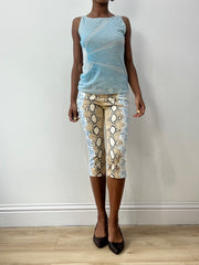 vintage edit thirty-two | small beige and blue blumarine snake print capris