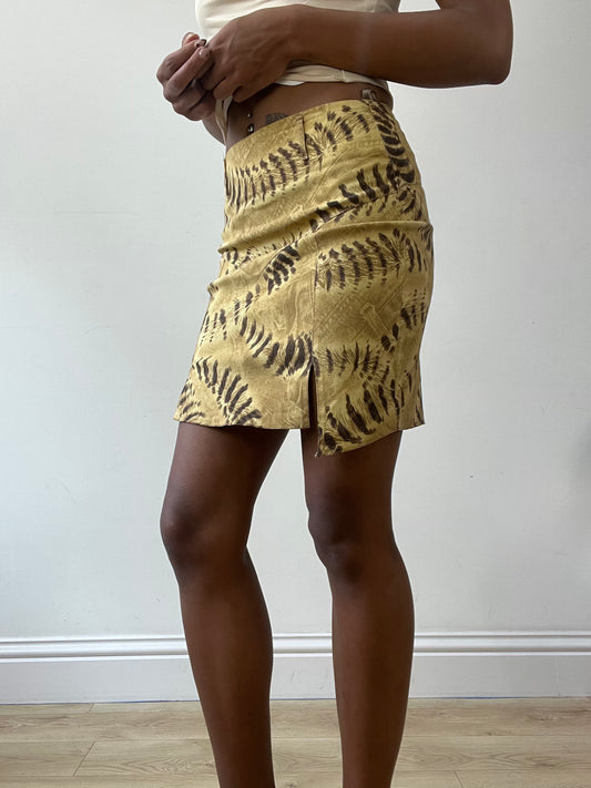 vintage edit thirty-one | extra small brown tiger print midi skirt