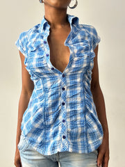 midsummer edit | small blue orsay gingham blouse