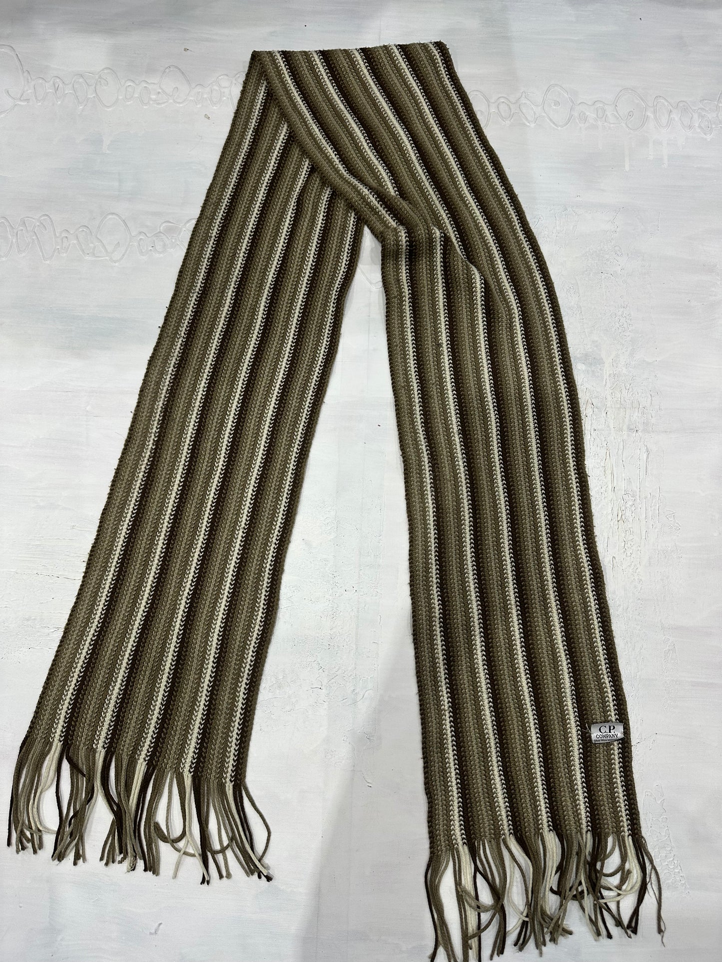 BEST PICKS | brown and white striped knit tassel scarf